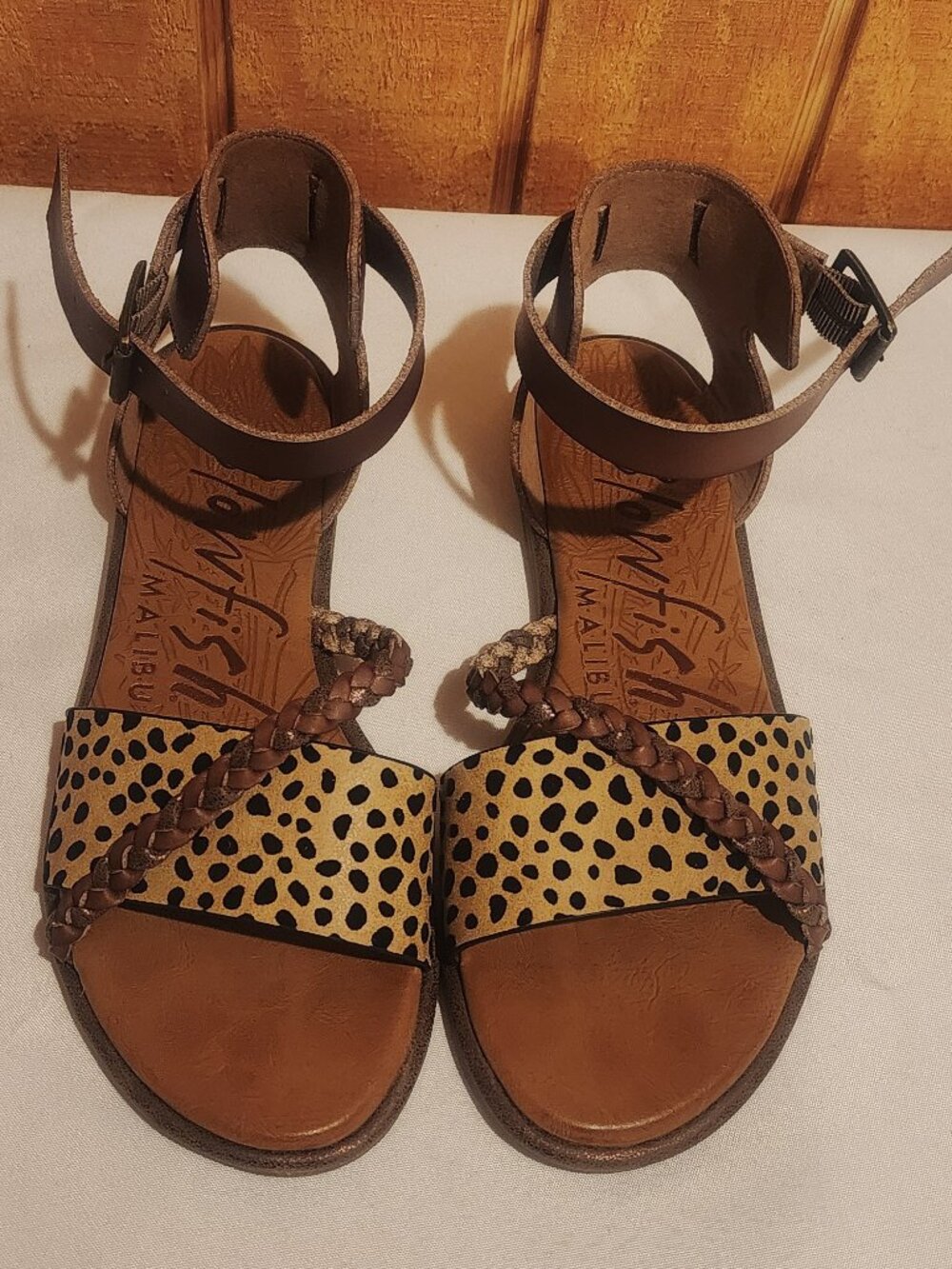 Blowfish Malibu Cheetah Print Brown Gladiator Sandals Size US 7